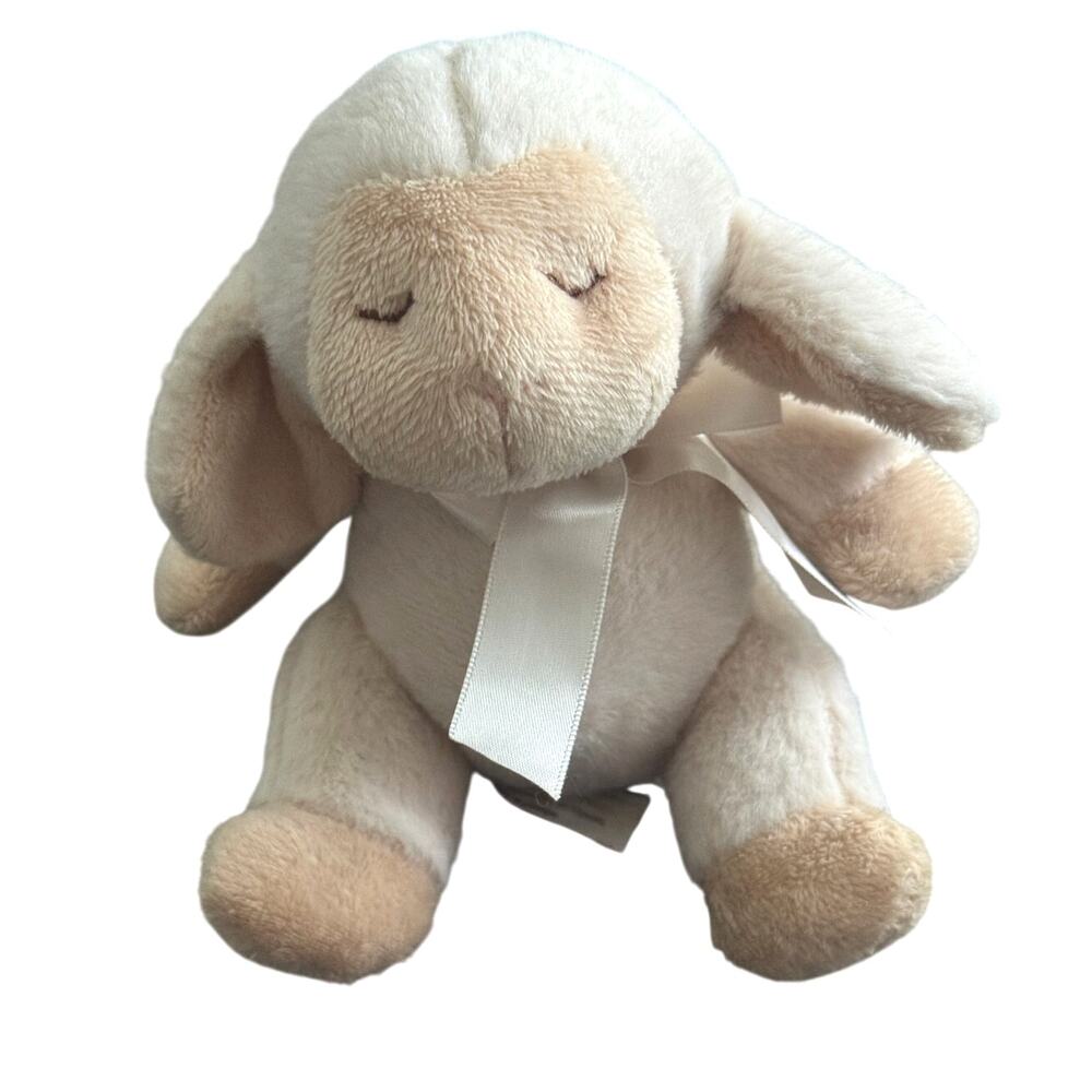 Baby Ganz Wee Sleeps Lamb Plush Stuffed‎ Animal Toy Rattle Soft 6 Inch